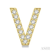 1/10 Ctw Initial 'V' Round Cut Diamond Earrings in 10K Yellow Gold